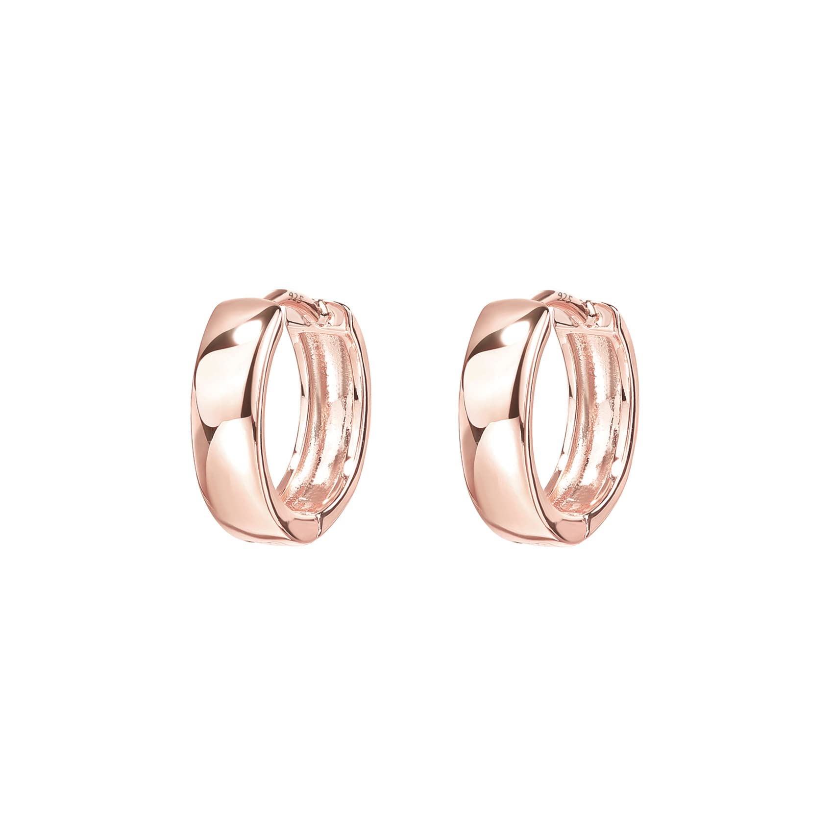 PAVOI 14K Rose Gold Plated Sterling Silver Post Huggie Earrings | Small Hoop Earrings |Gold Earrings for Women