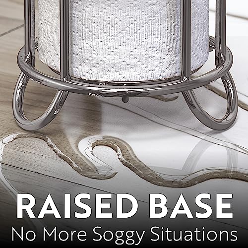 BROOKSTONE, Chrome Toilet Paper Holder, Freestanding Bathroom Tissue Organizer, Minimalistic Storage Solution, Stylish Design [Holds MEGA Rolls]