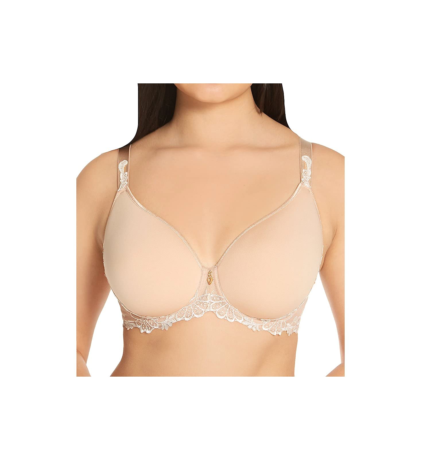 Lise Charmel Women's Dressing Floral 3D Spacer Plunge Underwire Bra, ACC2788, Ambre Nude, 36C