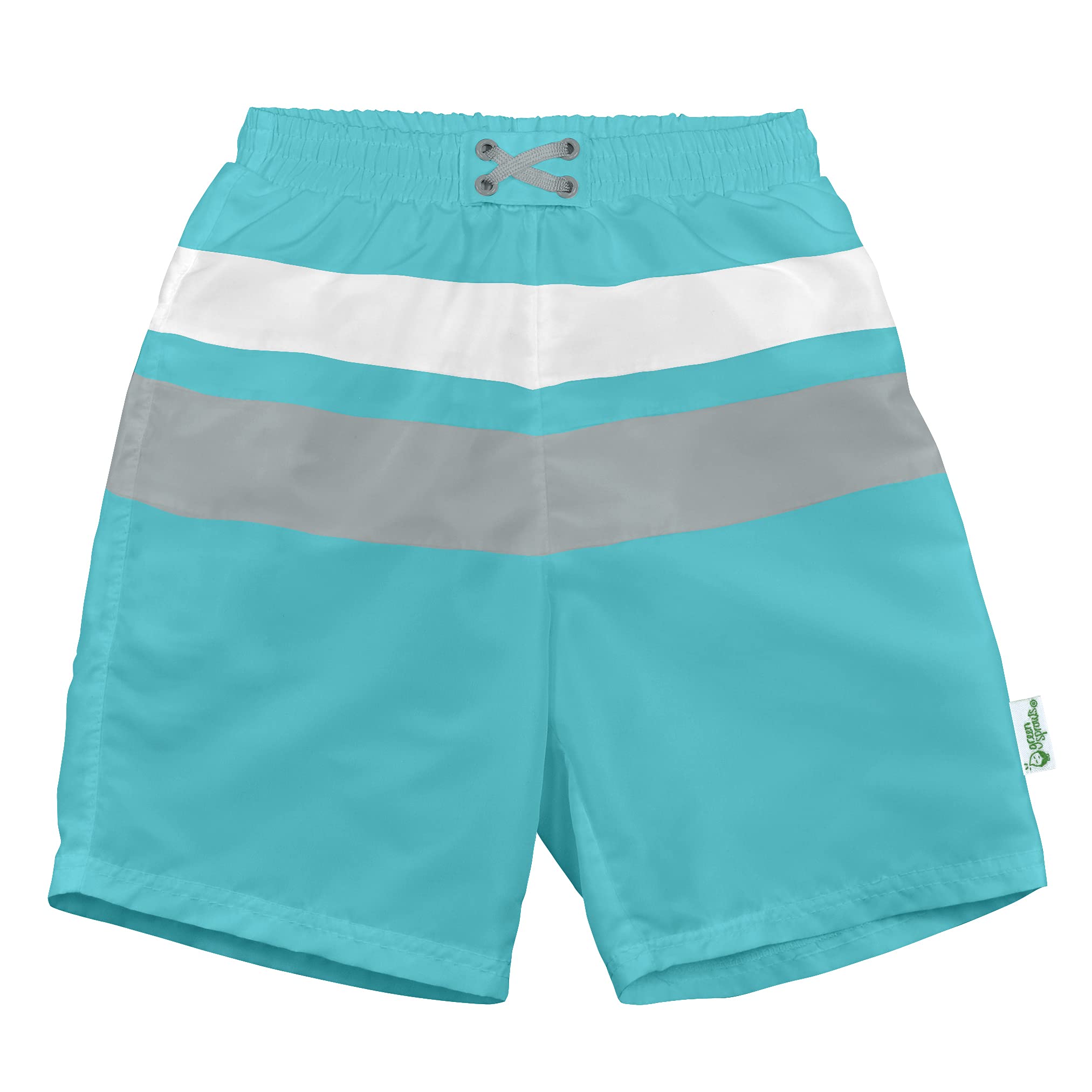 i play. by Green Sprouts Boys' Trunks with Built-in Reusable Swim Diaper, Aqua/Gray, 12 Months