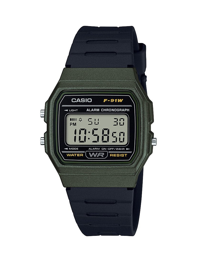 Casio Men's 'Vintage' Quartz Plastic and Resin Casual Watch, Color:Black (Model: F-91WM-3ACF)