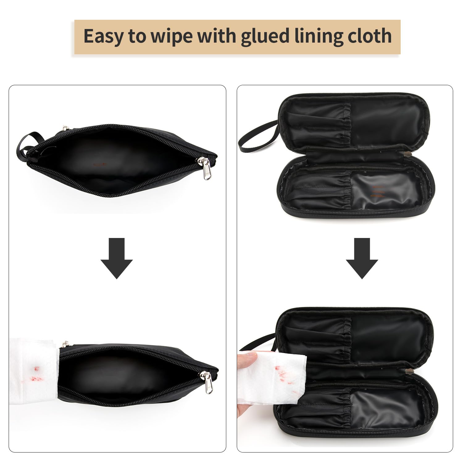 Ethereal Makeup Bag for Purse, Small Travel Makeup Organizer Bag for Women Daily Double Layer Cosmetic Bag Portable Makeup Brush Bags