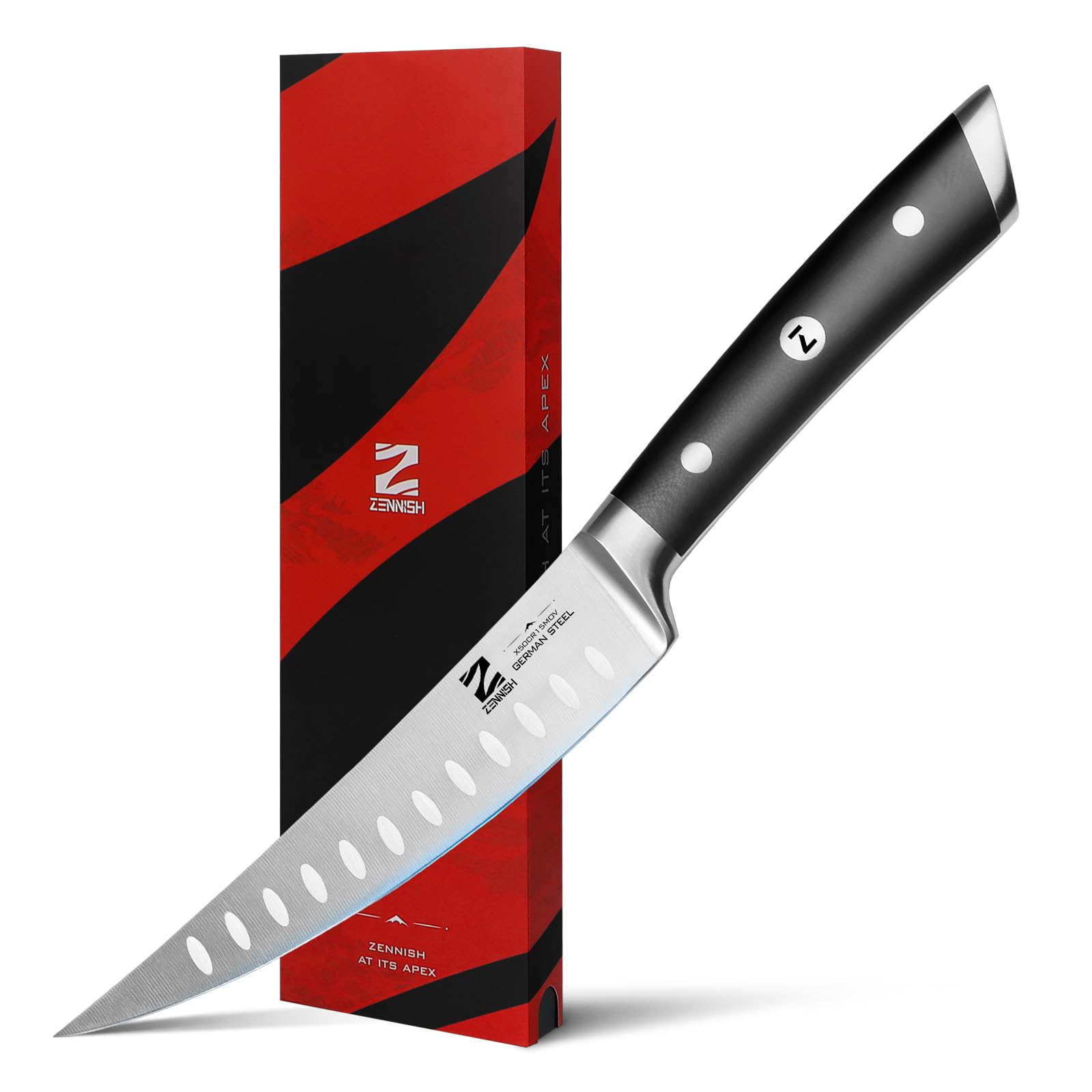 Zennish Fillet Knife 6 Inch, Super Sharp Boning Knife High Carbon German Steel Fish Knife, Professional Fillet Knife For Fish With Ergonomic G10 Handle, Premium Box