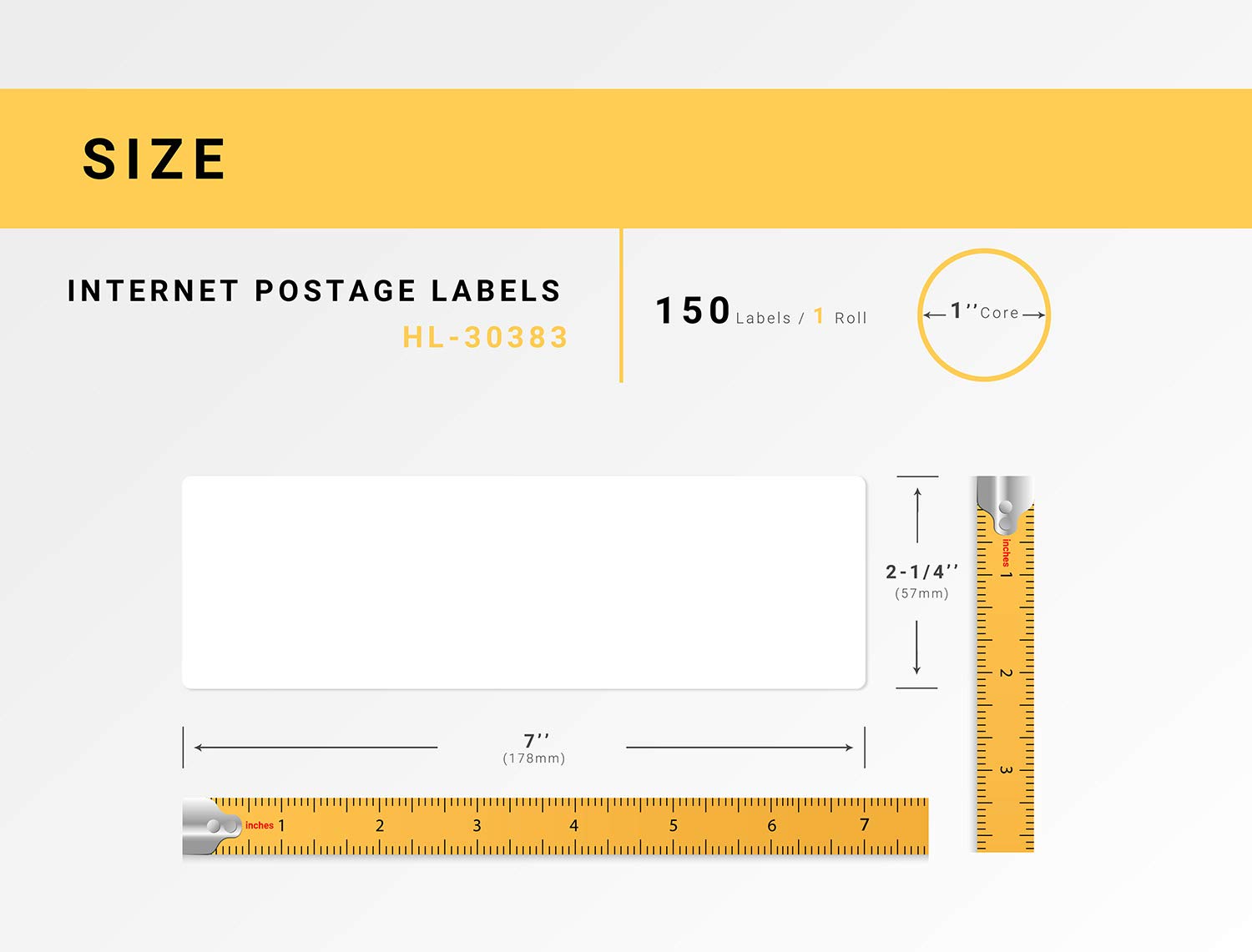 DYMO-Compatible 30383 3-Part Internet Postage Labels (2-1/4" x 7") -- BPA Free! (1 Roll; 150 Labels per Roll)