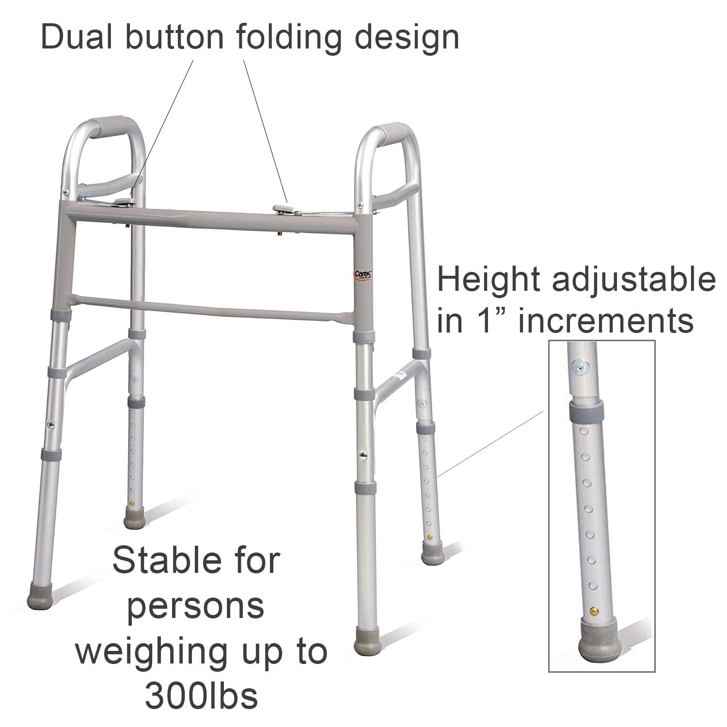 CAREX Folding Walker for Seniors, 30-37 Inches, 1 Count