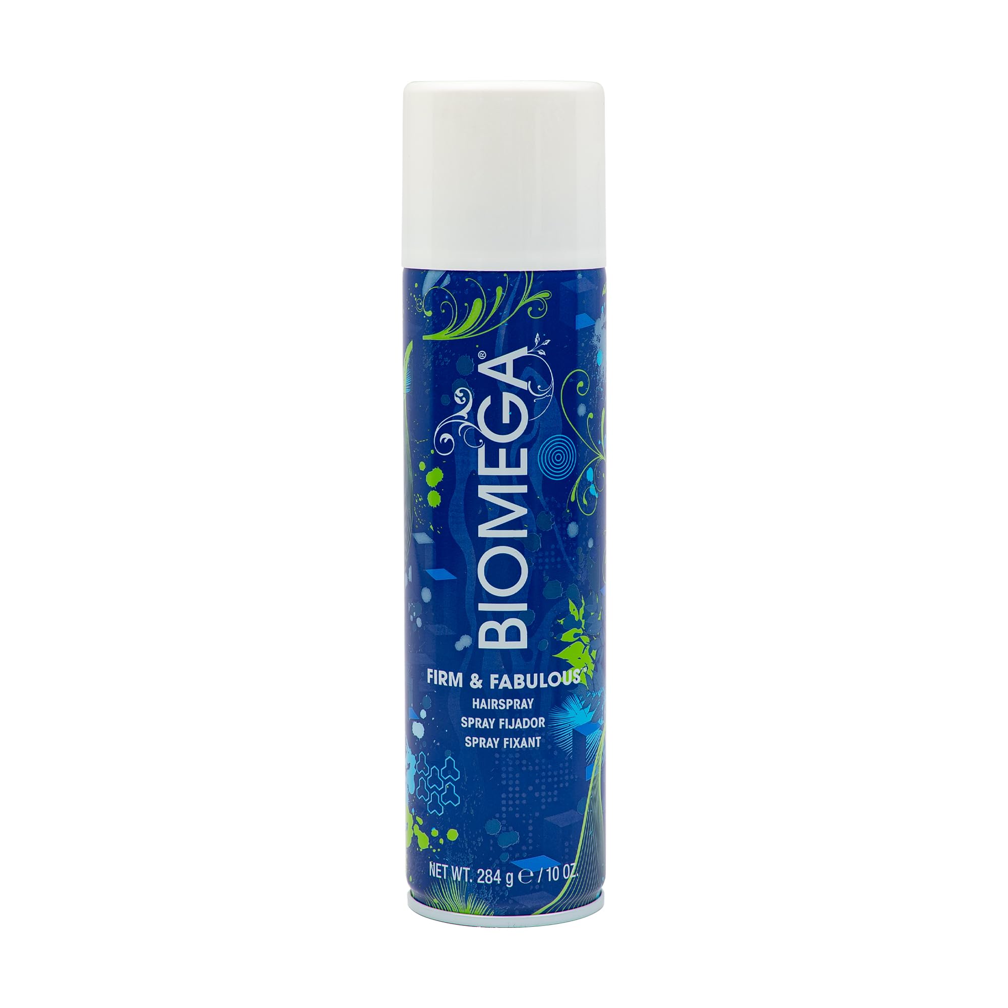 BIOMEGA. Firm and Fabulous Hairspray, 10 Oz, Firm-Hold Hairspray, Leaves Hair Brushable, Ultra-Shiny, and Frizz-Free, UV Protectants Keeps Color Vibrant