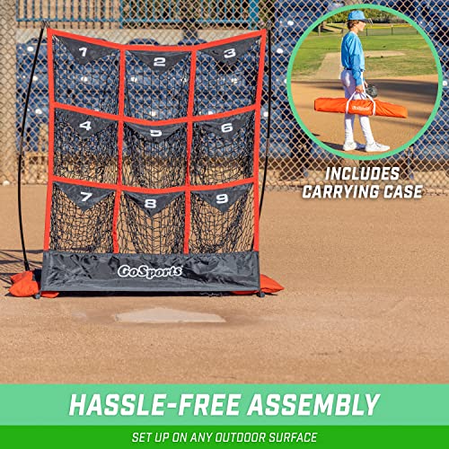 GoSports 9 Hole Baseball & Softball Pitching Strike Zone Target Net - 49 x 30 Inches