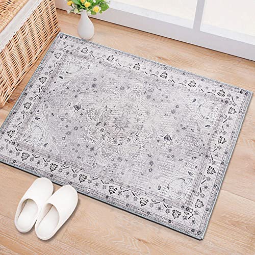 Rugshop Transitional Medallion Stain Resistant Flat Weave Eco Friendly Premium Recycled Machine Washable Area Rug 2'1"x3' Gray