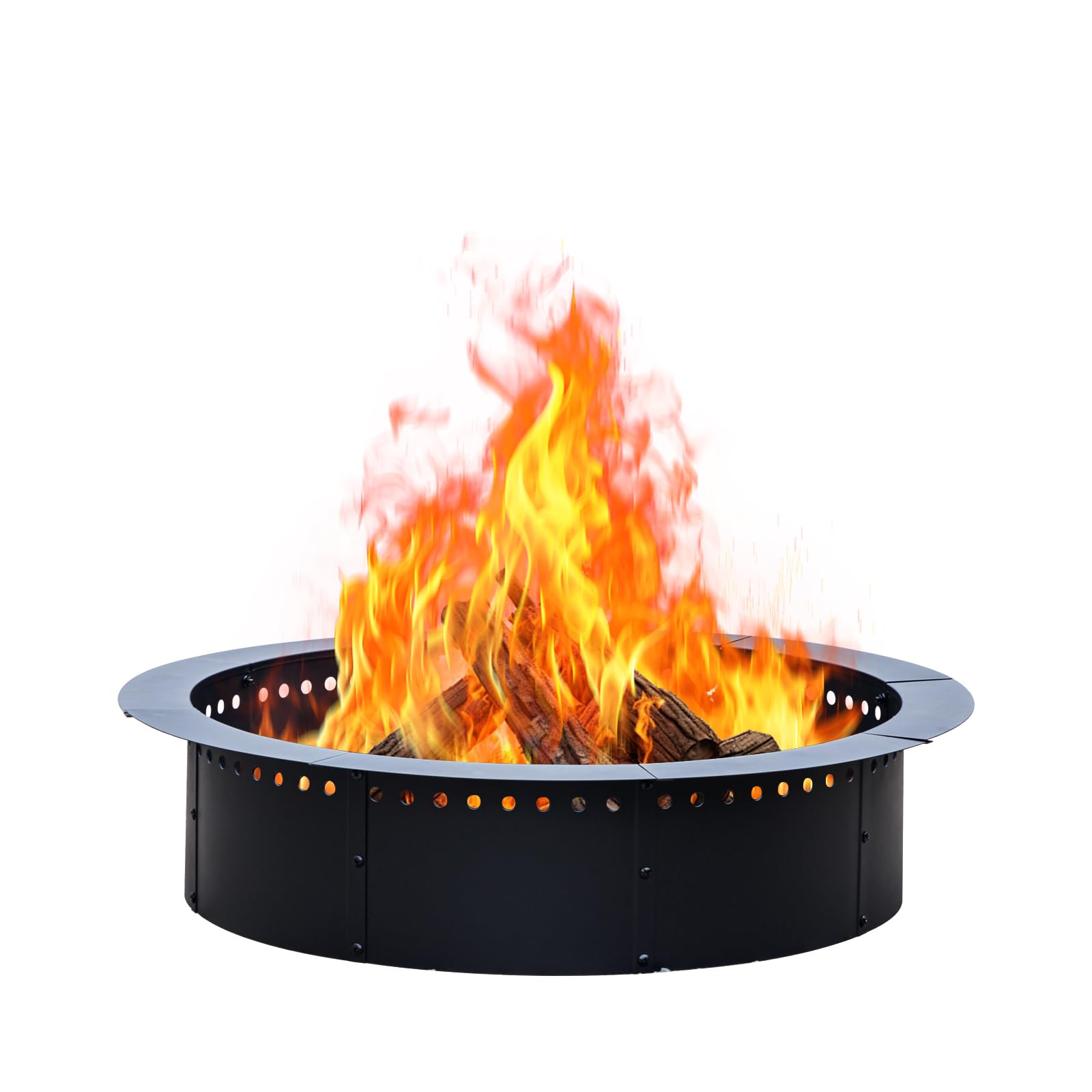 Grovellis 36 inch Outdoor Fire Pit Liner, Round Heavy Duty Fire Pits, Rim Insert Firepit for Outside, DIY Campfire Fireplace