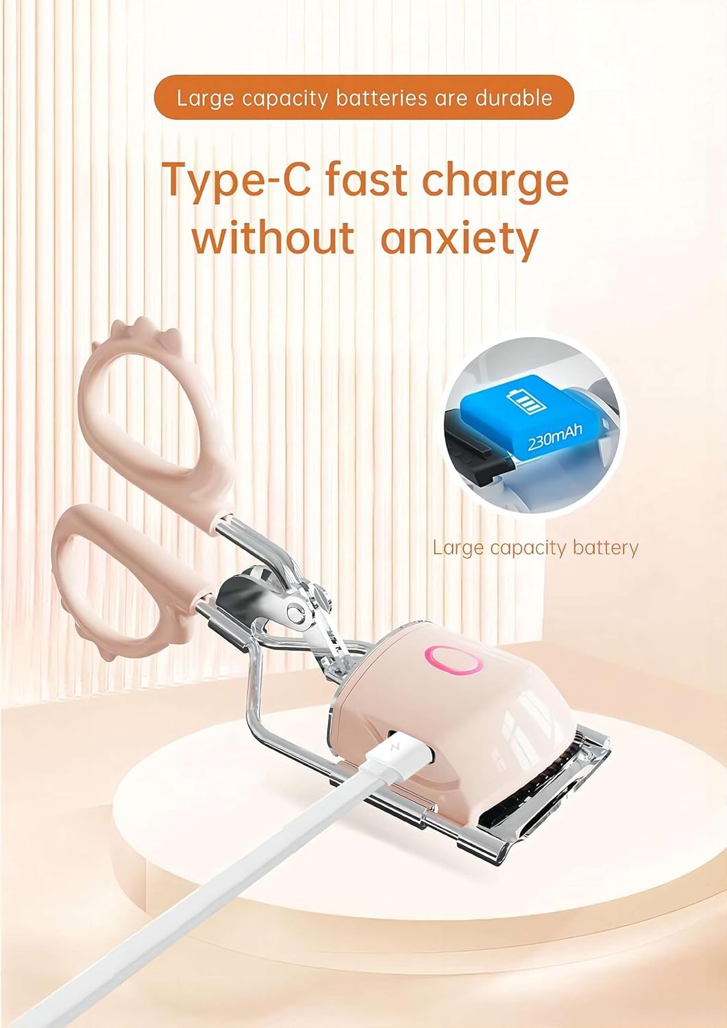 Heated Eyelash Curler with Comb,Lash Lift Heated Lash Curler,C Curl Lash Curler,2 Heating Modes Rechargeable Portable Eyelash Curler,3 Packs Eyelash Curler Kit (Pink)