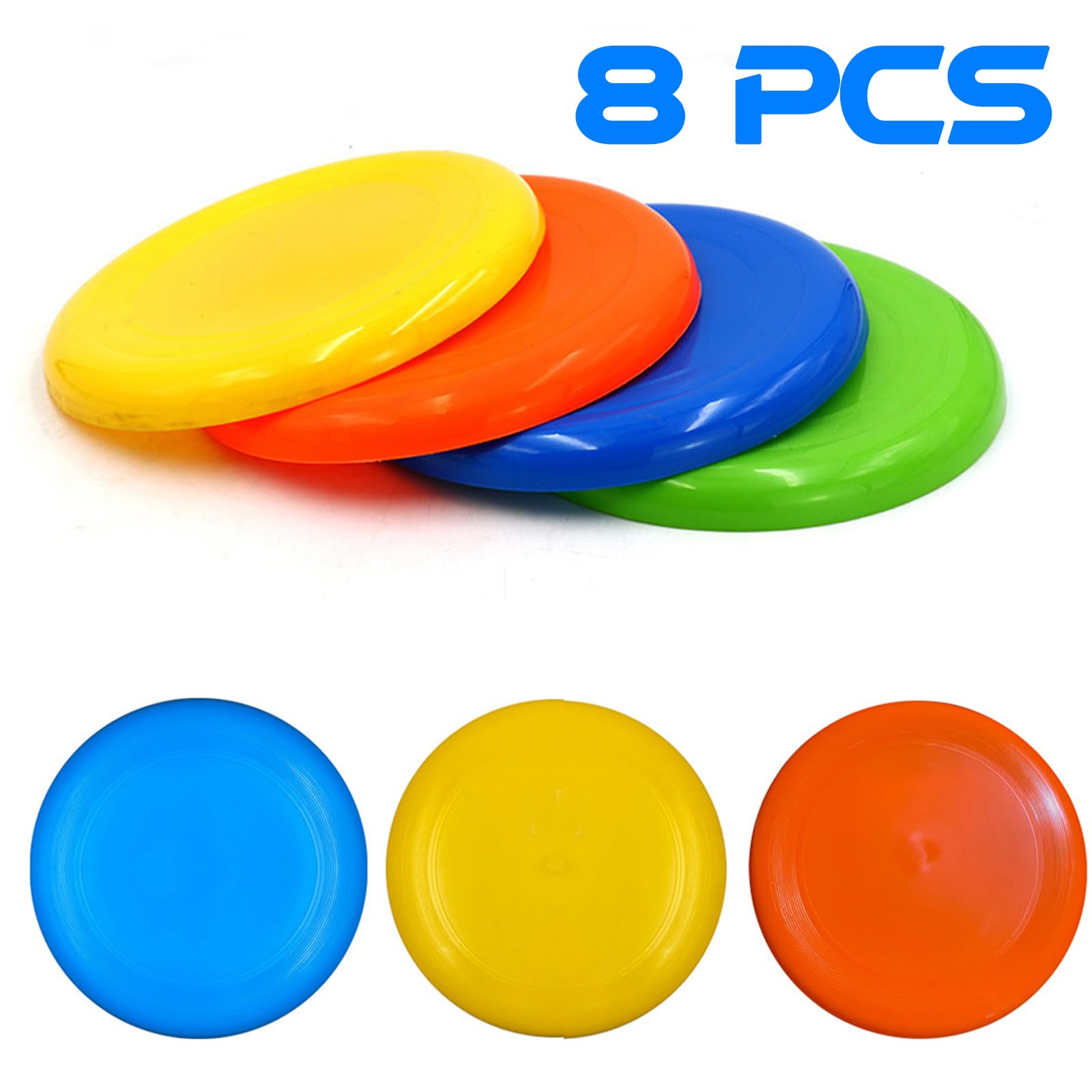 Anzmtosn 8 Inch Sport Flying Disc, Beach Sand Sport Ring Toys, Large Beach Flying Ring Toy Sets Kit for Pool Playground Toy Gift Set Bundle for Kids Boys Girls Outdoor Garden Backyard Pack- 8 Pack