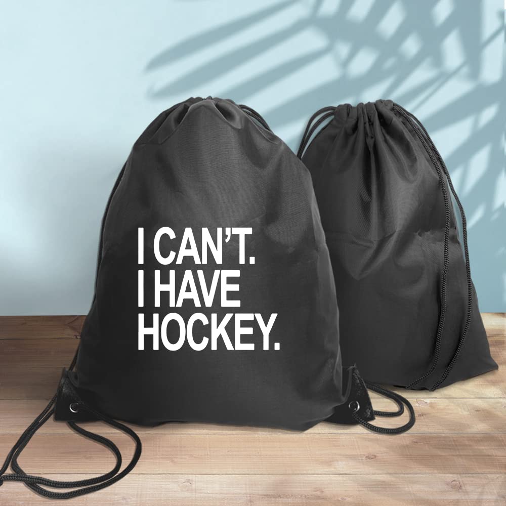 Haizct I Can't I Have Hockey Backpack, Gifts for Hockey Fans, hockey player Gift, Unisex Drawstring Backpack Bag for Gym Shopping Sport Yoga Dance Rehearsa