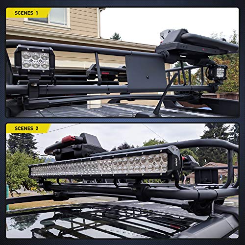 Nilight - 90027B 2PCS LED Light Bar Horizontal Bar Clamp Mounting Kit Fit on 0.75" 1" 1.25" Bull Bars Roof Racks Roll Cages for ATV UTV and Trucks, 2 Years Warranty