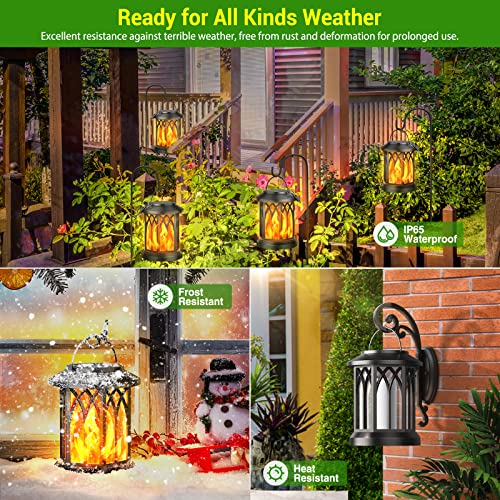 KOOPER Hanging Solar Lights Lantern Outdoor, Flickering Flames Solar Outdoor Lights, Solar Lanterns Outdoor Waterproof with Bigger Solar Panel, Auto ON/Off Solar Lantern for Yard Garden Decor, 2 Pack