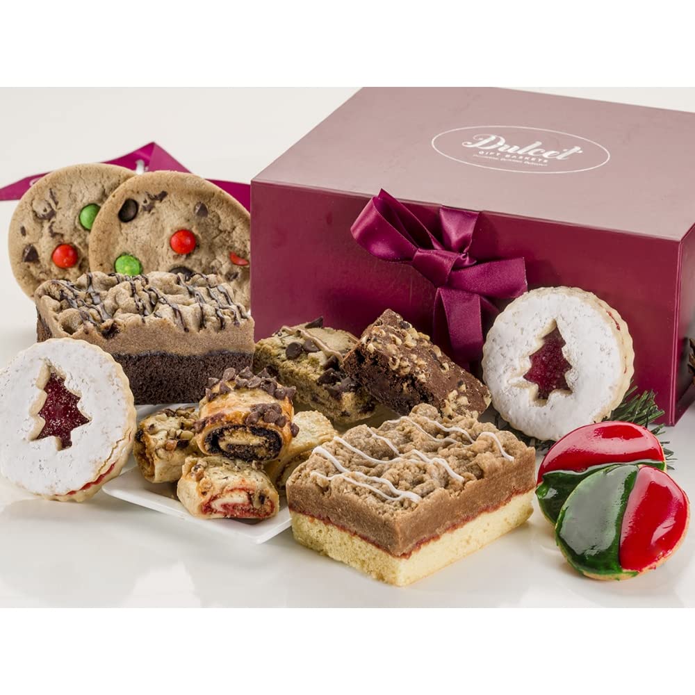 Dulcet Gift Baskets Merry Christmas Fresh Bakery Sampler Gift Basket Ideal Gift for Holiday Gifting to Women, Business Clients, neighbors, Families Mom or Dad.