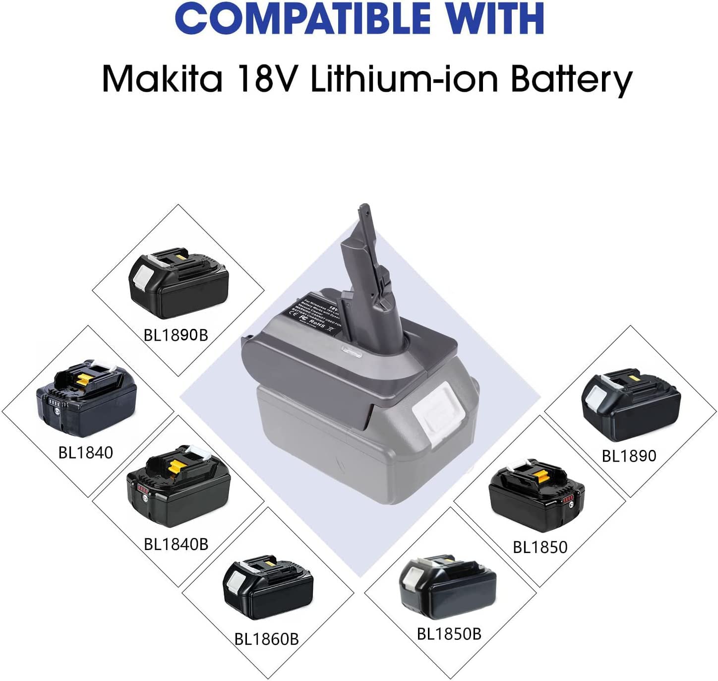 Upgrade for Dyson V7+V8 Battery Adapter Replacement, for Makita 18V Battery Work for Dyson V7/V8 Series Vacuum Cleaner (V7 V8 Common)
