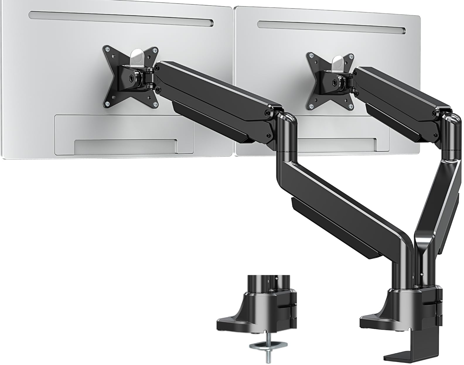 MOUNTUP Dual Monitor Mount fits 17''-42'' Ultrawide Screen, Holds 6.6-33lbs, Dual Monitor Arm Desk Mount, Heavy Duty Gas Spring Monitor Stand for 2 Monitors, Vesa Mount with Clamp/Grommet Base