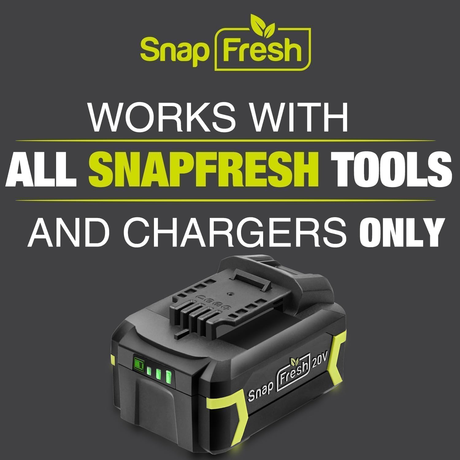 SnapFresh 20V 5.0Ah Li-ion Battery, (Not Compatible with Other Brands), Lithium-Ion Battery Support Fast Charging(BBT-DC50A)