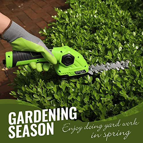 WORKPRO Cordless Grass Shear & Shrubbery Trimmer - 2 in 1 Handheld Hedge Trimmer 7.2V Electric Grass Cutter 2.0Ah Rechargeable Lithium-Ion Battery and USB Cable Included