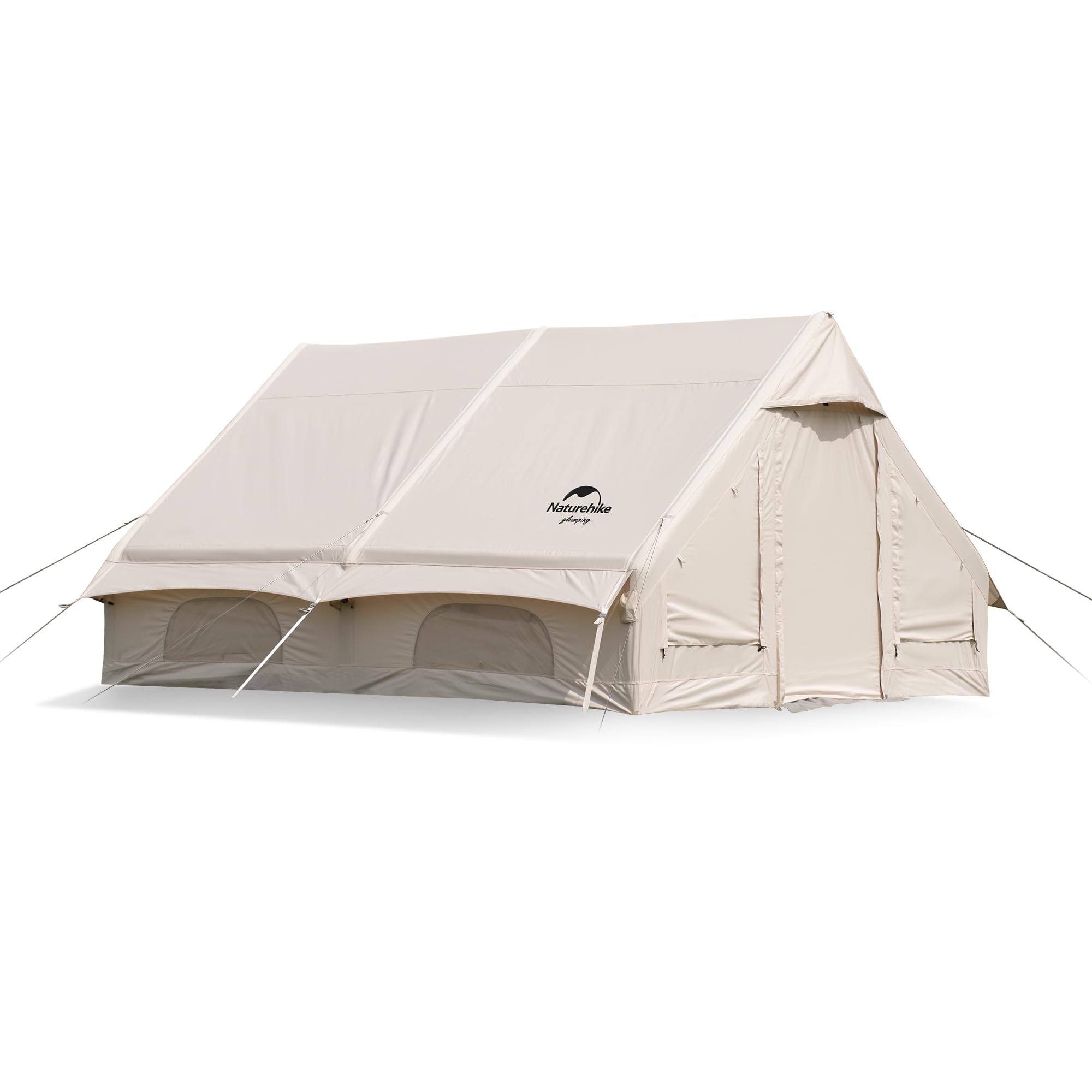 Naturehike Inflatable Tent House for Camping, Breathable Cotton Glamping Tent with Pump, Large Room 4 Season Tent for 4 Person, 4-8 Person Canvas Tent for Camping