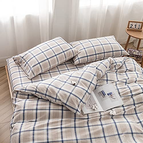 FACE TWO FACE Bedding Duvet Cover Set100% Washed Cotton Duvet Cover Linen Like Textured Breathable Durable Soft Comfy (Full, Old Pink)
