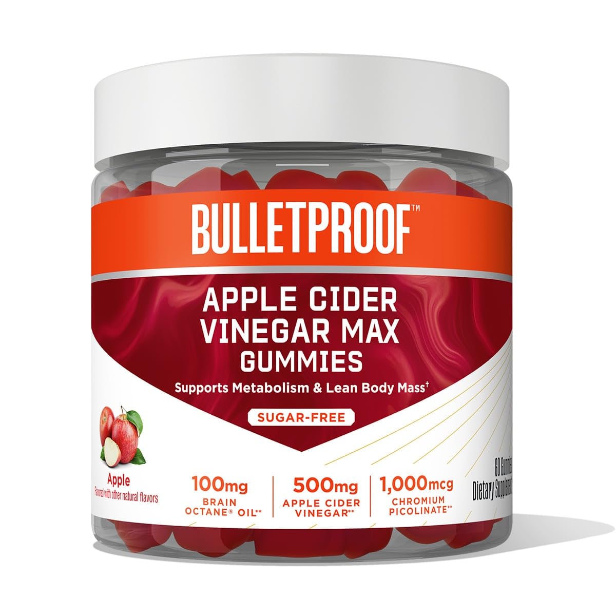 Bulletproof Apple Cider Vinegar Max Sugar-Free Gummies, 60 Count, Keto Supplement for Cravings, Supports Metabolism