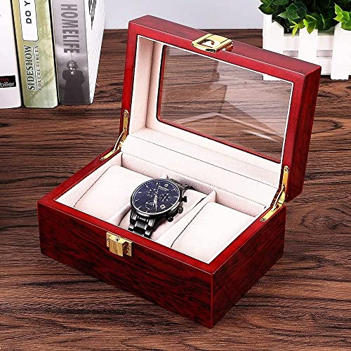 Uten 3 Slots Watch Box Storage Case Organizer Jewellery Display Wooden for Men Women