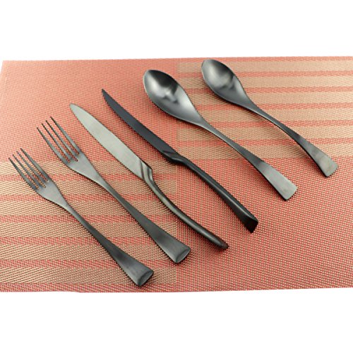 Uniturcky 6-Piece Flatware Set,Extra Thick Heavy Duty - 18/10 Stainless Steel Cutlery Sets,High Matte Finish Black Flatware Sets Service for 1,Multipurpose Use for Home,Kitchen,Tableware Utensil Sets