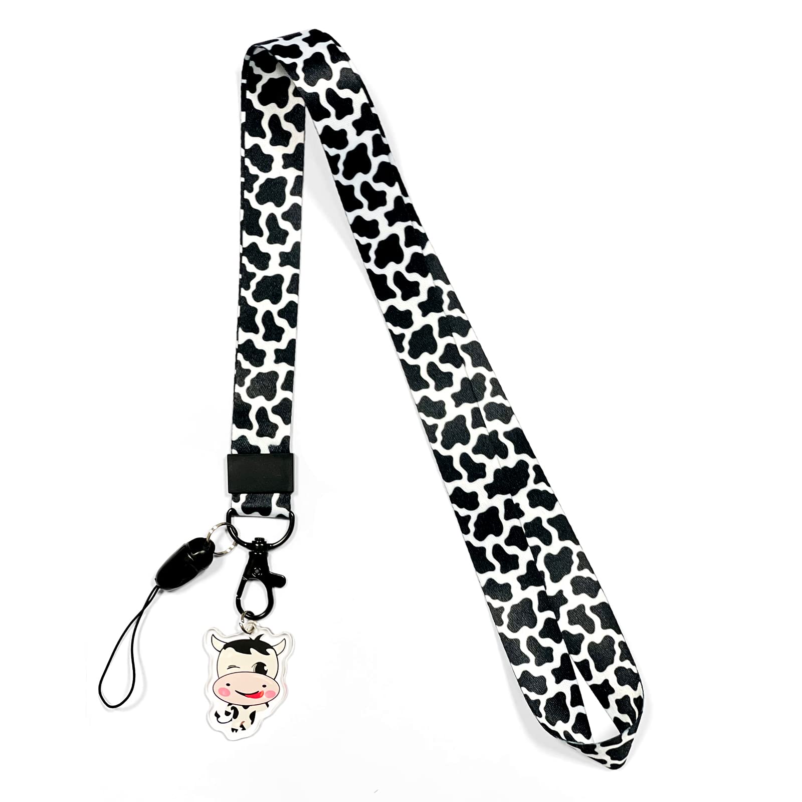 Cow Pattern Lanyard for ID Badges，Key Neck Strap， Kid Neck Lanyard for Keys，Cute Animal Keychain，Black and White Lanyard for Women Men Teachers Teens Girls Boys，Lanyard for Card Holder