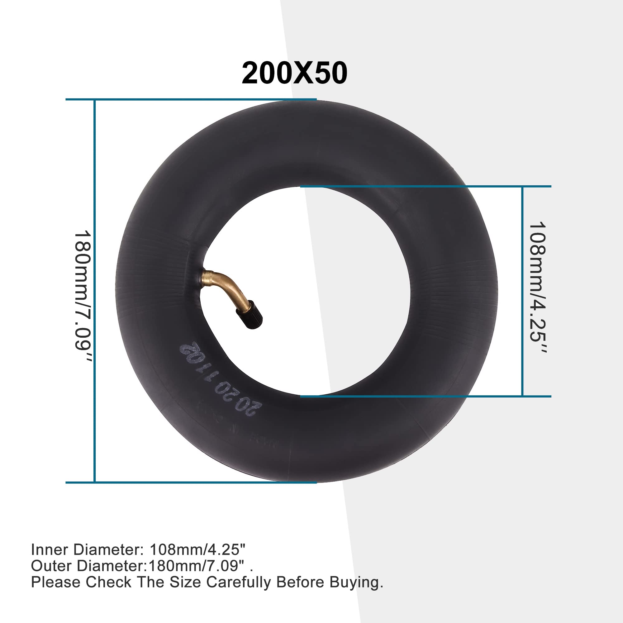 GOOFIT 200x50 Curved Inner Tire 8"x2" Electric Scooter Tire Tube Replacement for Razor E100,E150,E200,Power Core E100,Dune Buggy,ePunk,Crazy Cart,PowerRider 360,eSpark,pack of 2