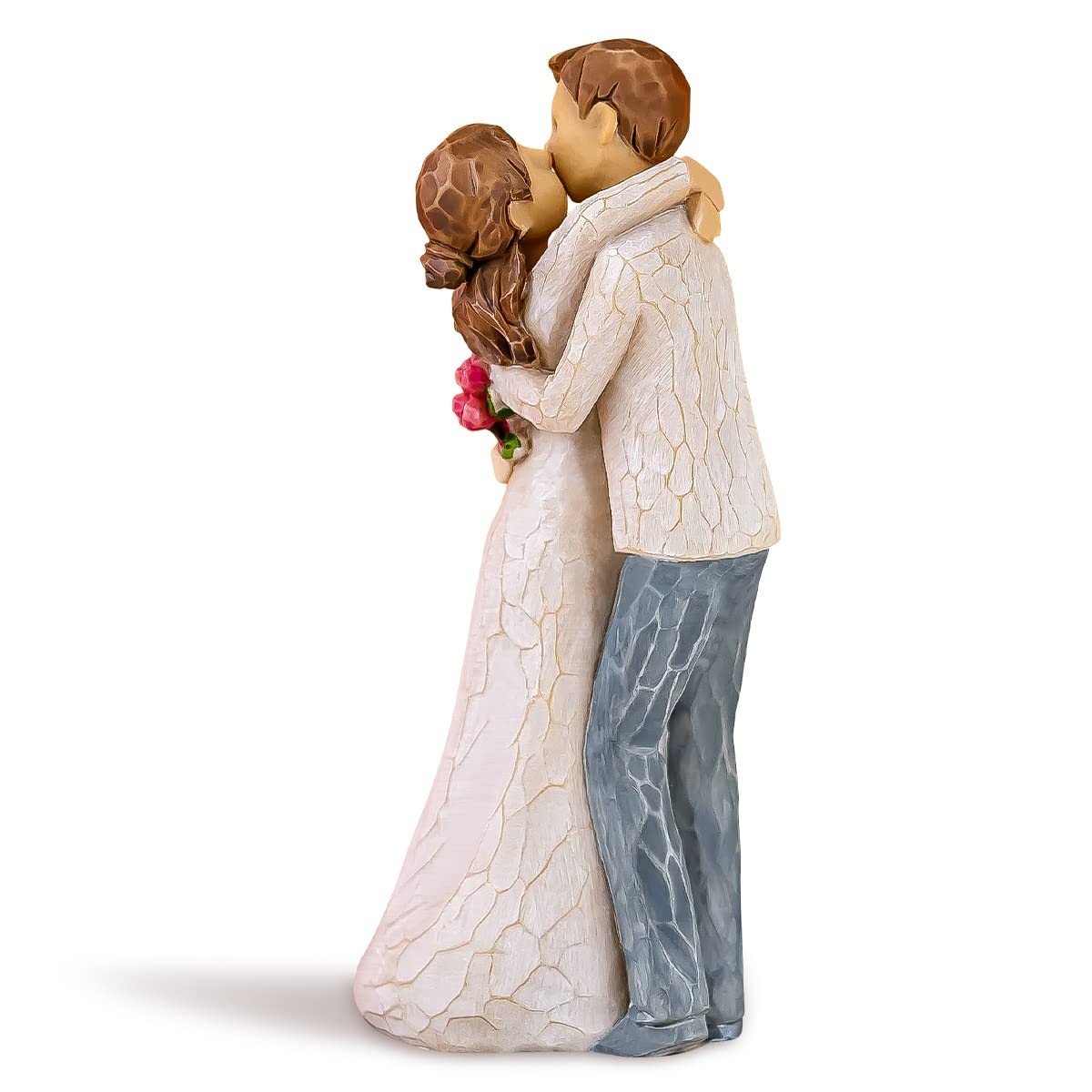 AIDLNS Husband and Wife Hug Figurine, Valentine's Day Gift for Wife Girlfriend Husband Boyfriend Romantic Hand Painted Sculpture Couple Figure Anniversary Wedding Gift (Can't Help Falling in Love)