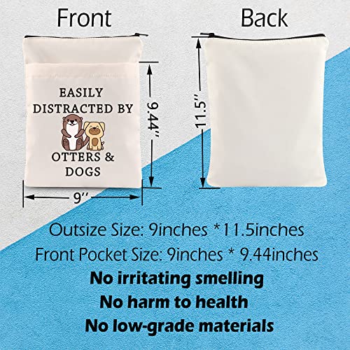 MNIGIU Otter Gift Dog Lover Makeup Bag Easily Distracted by Otters and Dogs Zipper Pouch Bag Gift (book sleeve)