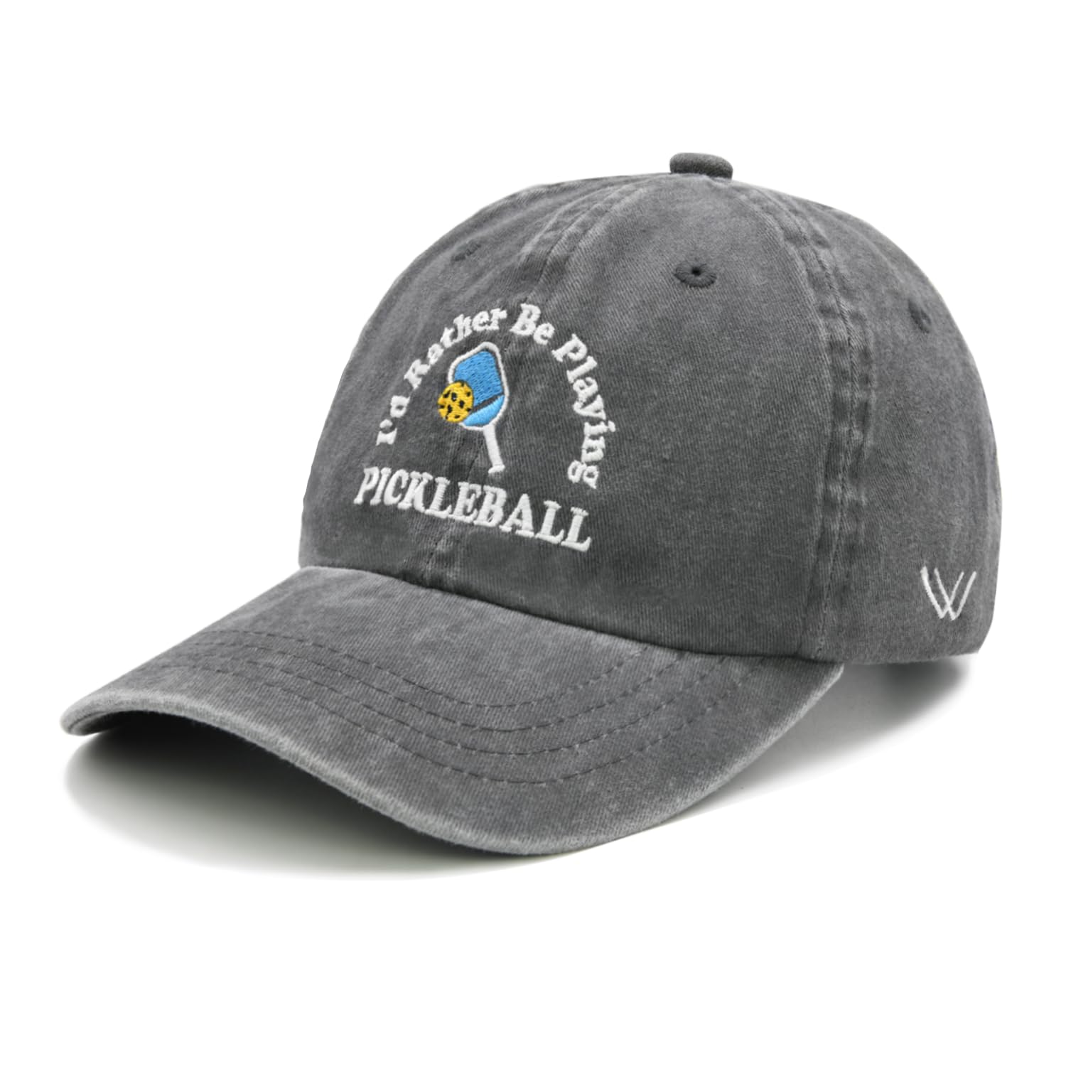 Waldeal Pickleball Hat, Pickleball Gifts for Men Women, Adjustable Washed Pickle Ball Baseball Cap Gray