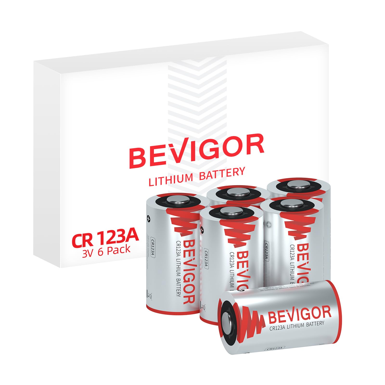 BEVIGOR CR123A 3V Lithium Batteries 6 Pack,1500mAh Photo Lithium Battery, 3 Volt 123 Battery Lithium for Flashlight and Security Device【Non-Rechargeable】