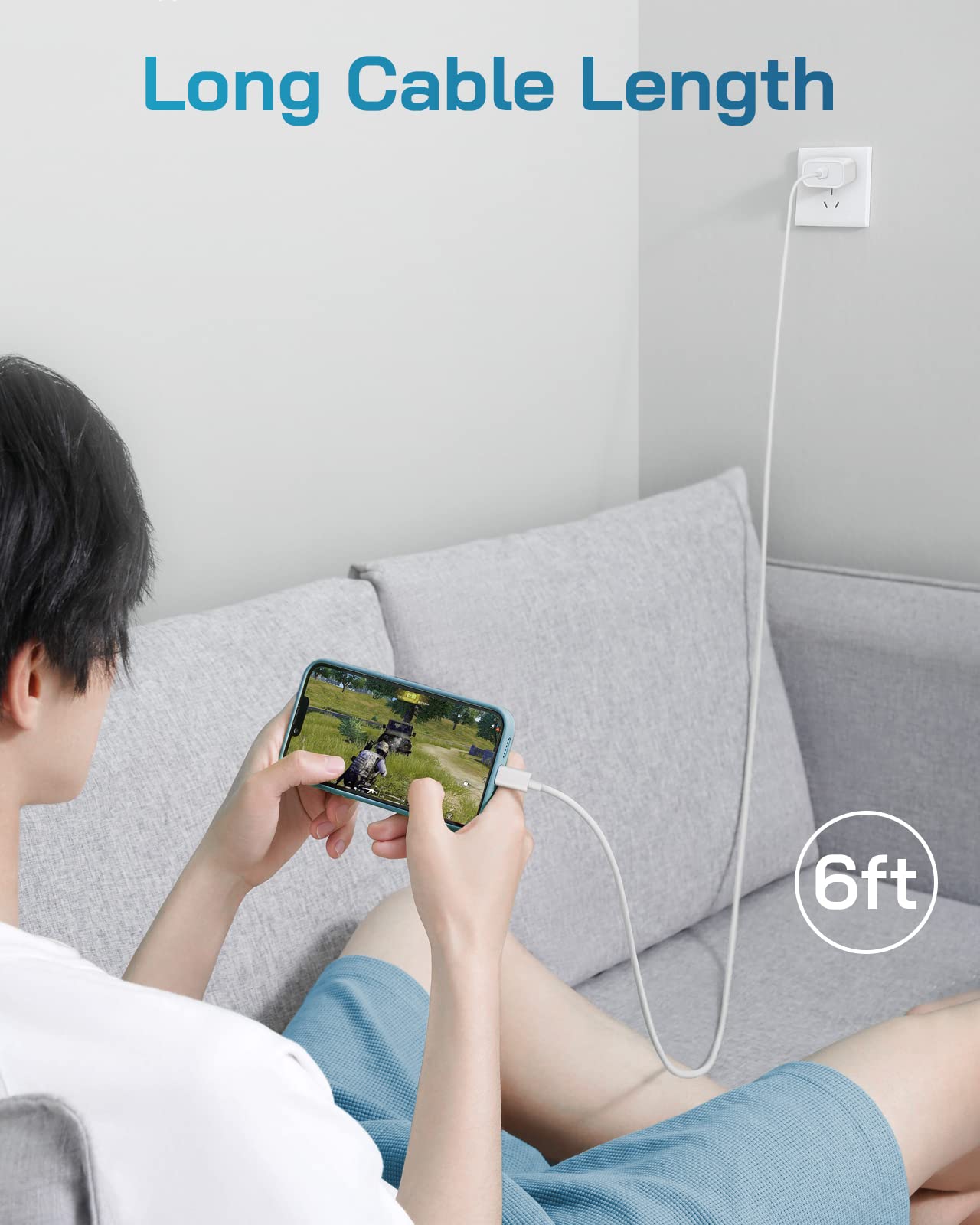 i Phone Charger Fast Charging-20W USB-C Wall Charger Block with 6 Ft Charger Cord [MFi Certified] Compatible with IP 14/13/12/11/X Series, i Pad & More [3Pack]
