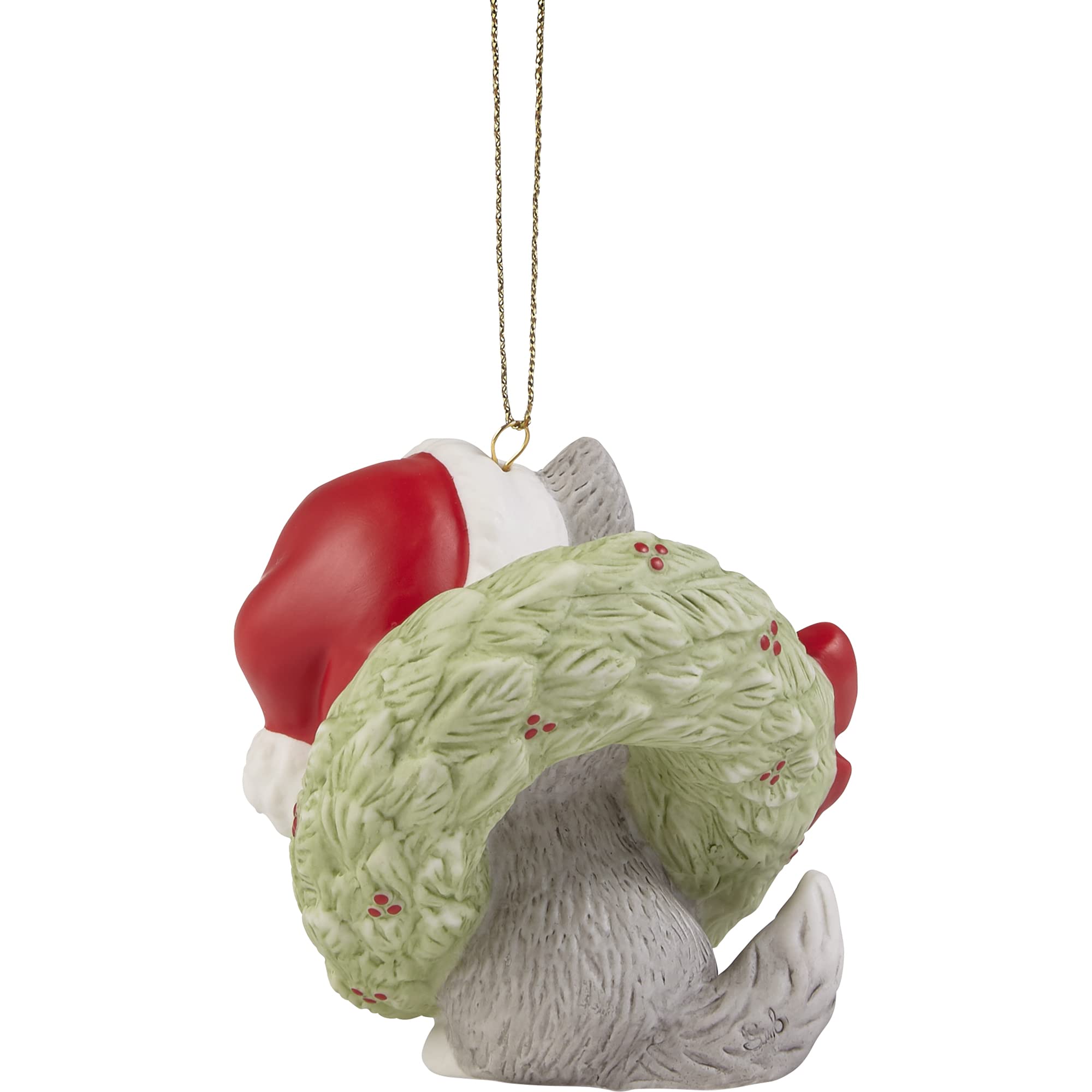 Precious Moments 221008 Wreathed in Christmas Joy 2022 Dated Dog Bisque Porcelain Ornament