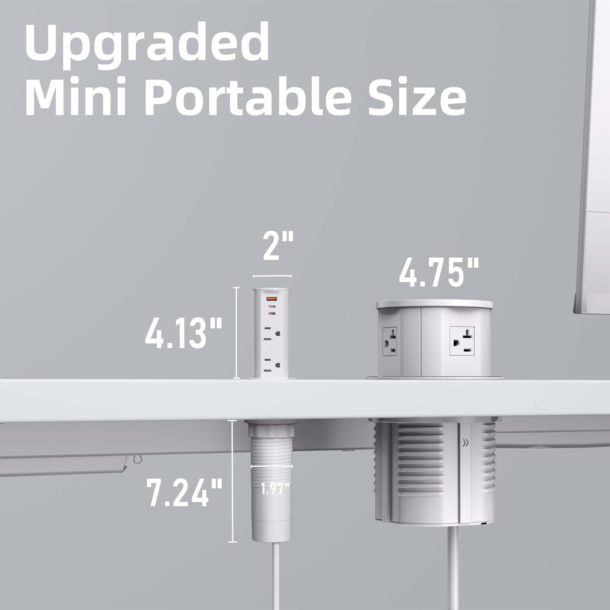 ANNQUAN 2 inch Space Saver Pop Up Outlet for Countertop with PD20W USB Ports,2 Outlets Tamper Resistant,Splashproof Pop Up Socket,Desk Power Grommet for Home Office Kitchen White