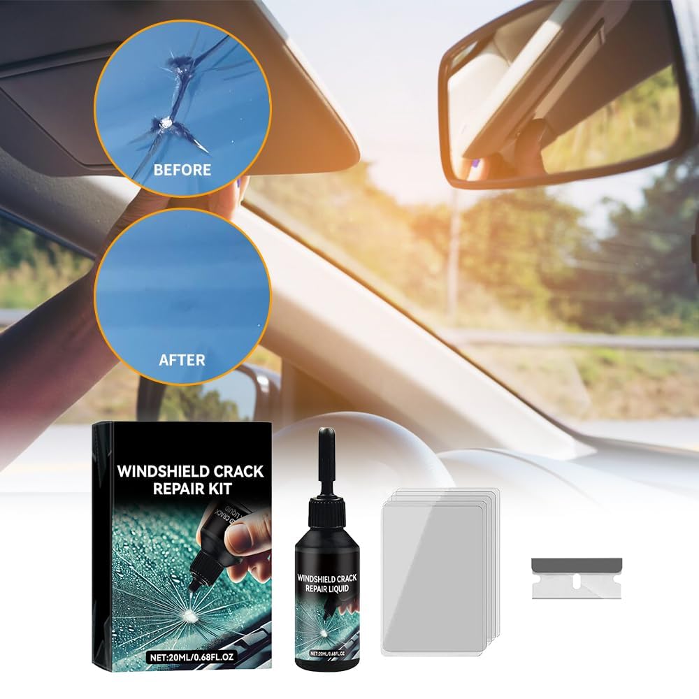 2024 New Windshield Crack Repair Kit, Cracks Gone Glass Repair Kit, Upgrade Car Windshield Crack Repair Fluid for Automotive Windscreen Tool, Glass Crack Repair Liquid for Chips and Cracks (2 Set)