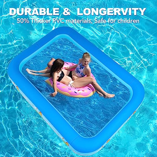 Inflatable Swimming Pools with Pump, Oversized 120" x 72" x 22" Thickened Blow up Kiddie Pool for Kids & Adults, Above Ground Swimming Pool for Outdoor, Garden, Backyard, Water Party -Printed