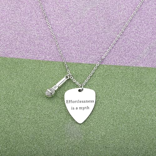 BEKECH Music Lover Necklace Singer Fans Gift Guitar Pick Pendant Necklace Outfits Jewelry Accessories Music Singer Fans Gift (Effortlessness is a myth)