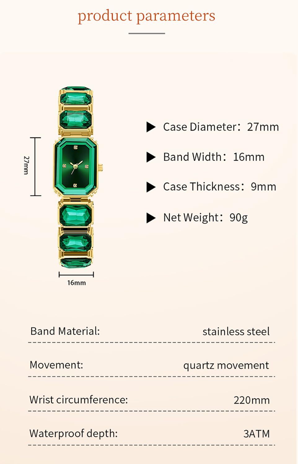 BESTKANG Luxury Crystal Bangle Watch Ladies' Fashion Waterproof Watch (Green)