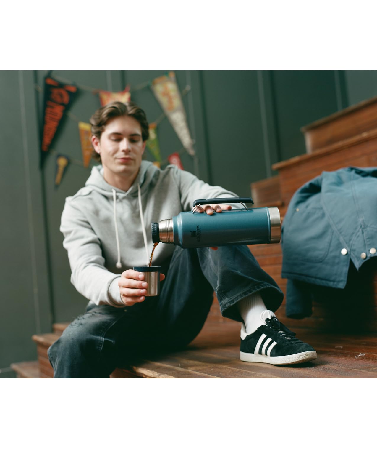 Stanley Classic Vacuum Insulated Wide Mouth Bottle - Matte Black - BPA-Free 18/8 Stainless Steel Thermos for Cold & Hot Beverages - 1.1 QT