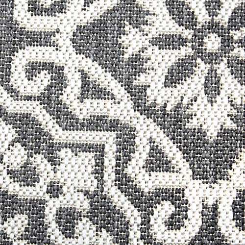 Nicole Miller New York Patio Country Danica Transitional Geometric Indoor/Outdoor Area Rug, Black/Grey, 1'9"x2'11"
