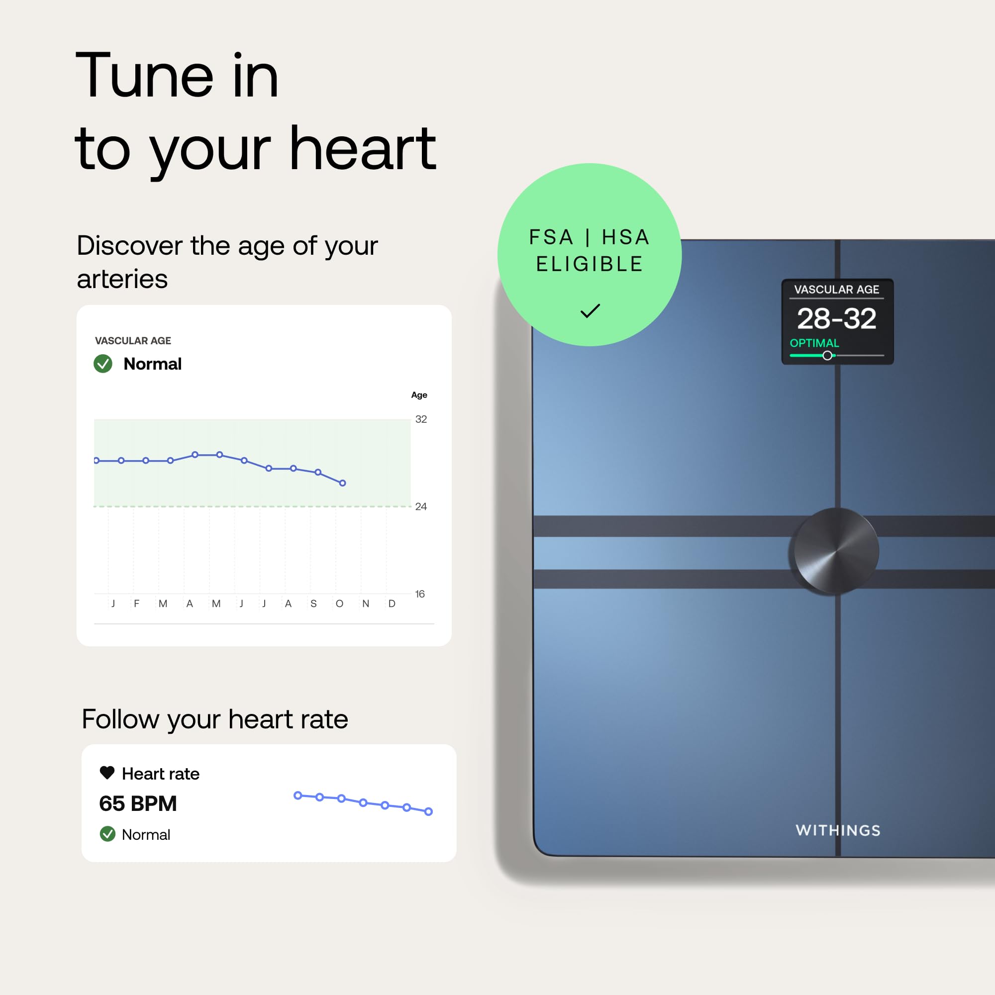 WITHINGS Body Comp - Scale for Body Weight and Complete Body Analysis, Wi-Fi & Bluetooth, Baby Digital Scale, Accurate Visceral Fat, Heart Health, Scales Compatible with Apple, FSA/HSA