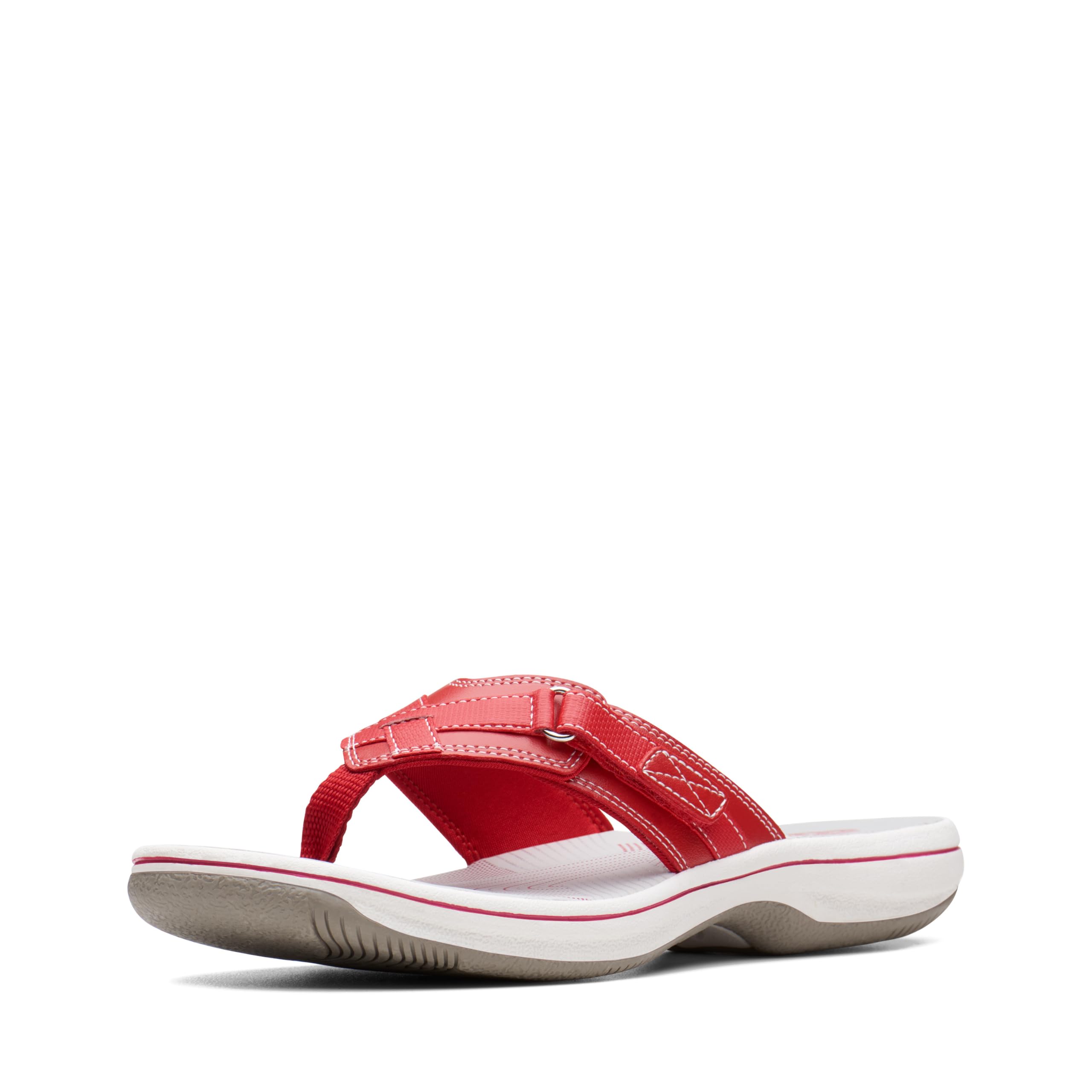 Clarks Women's Breeze Sea Flip-Flop, New Red Synthetic, 9