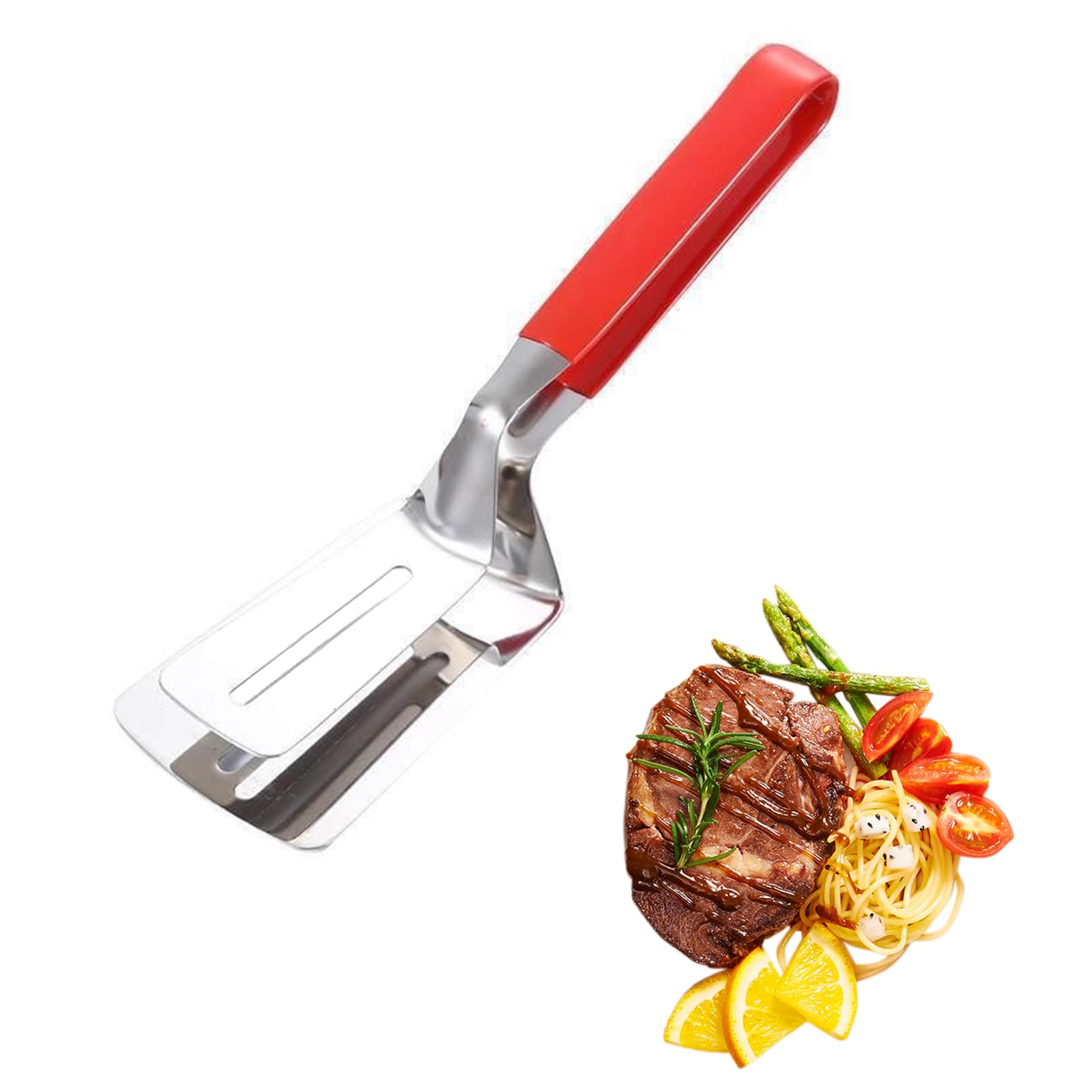 Kitchen Tongs Steak Clamp with Extended Handle 11.5 Inch Barbecue Clamp Spatula for Bread Eggs BBQ Hamburgers Beefsteak Turner Flipper