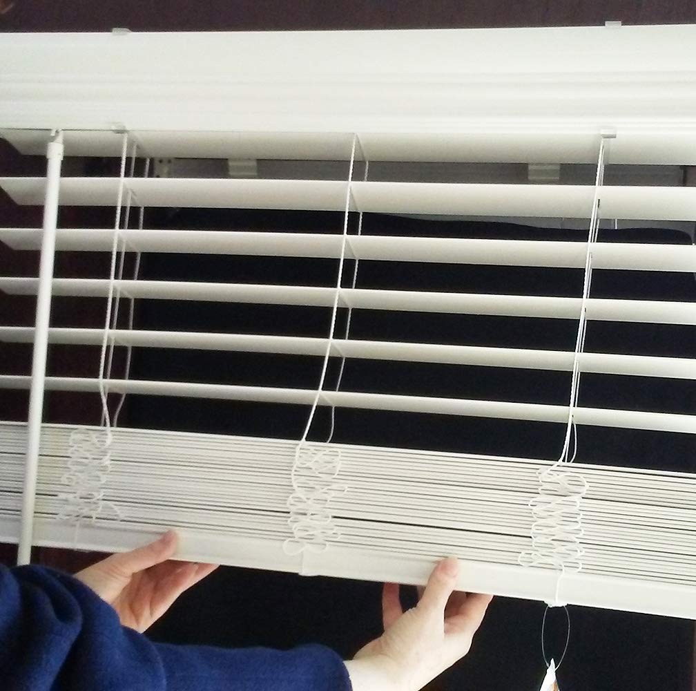 US Window And Floor 2" Faux Wood 33.5" W x 64" H, Inside Mount Cordless Window Blinds, Smooth White,CLF0103340640