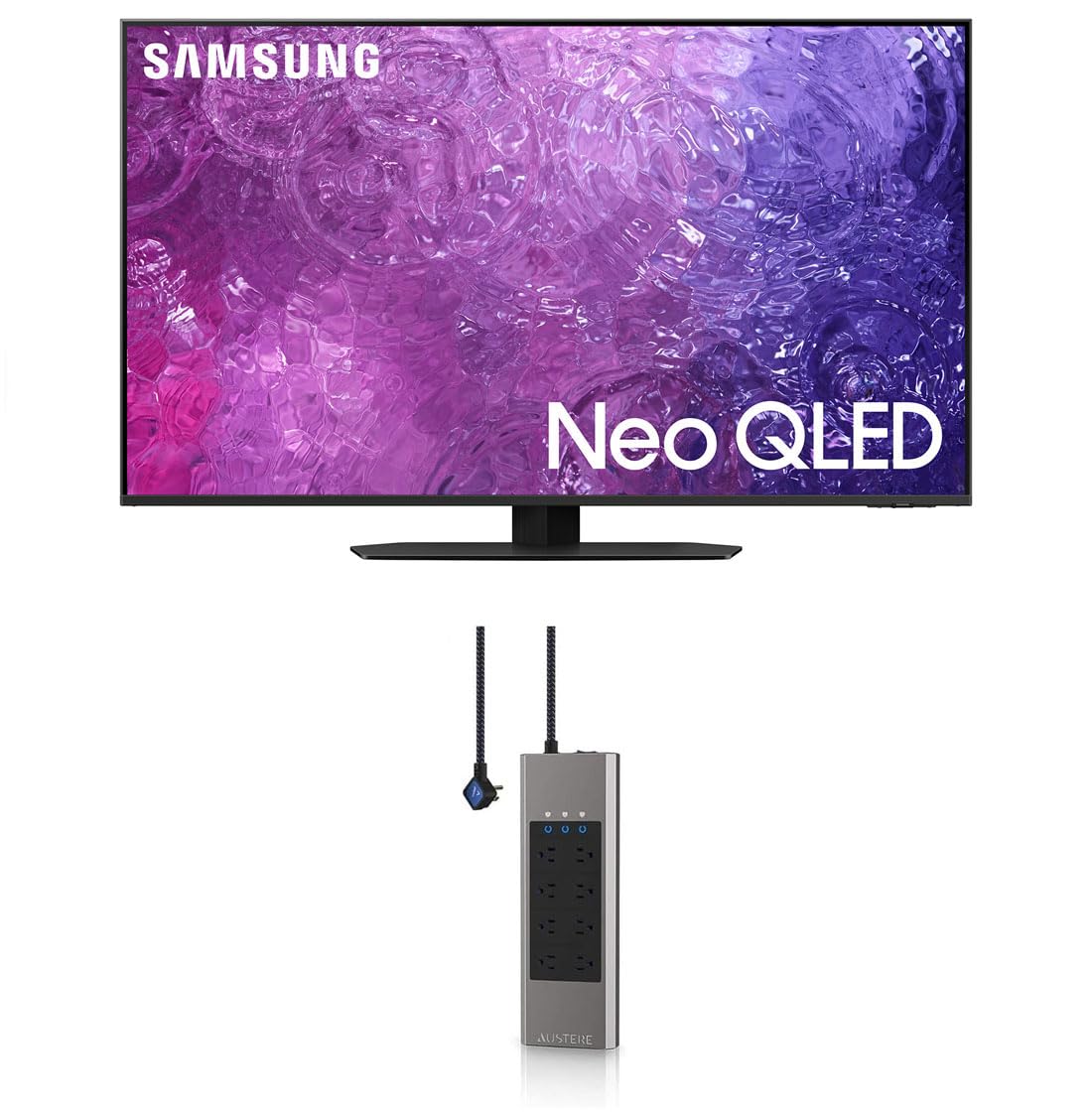 SAMSUNG QN75QN90CAFXZA 75" Neo QLED Smart TV with 4K Upscaling with an Austere 5S-PS8-US1 V-Series 8-Outlet Power w/Omniport USB (2023)