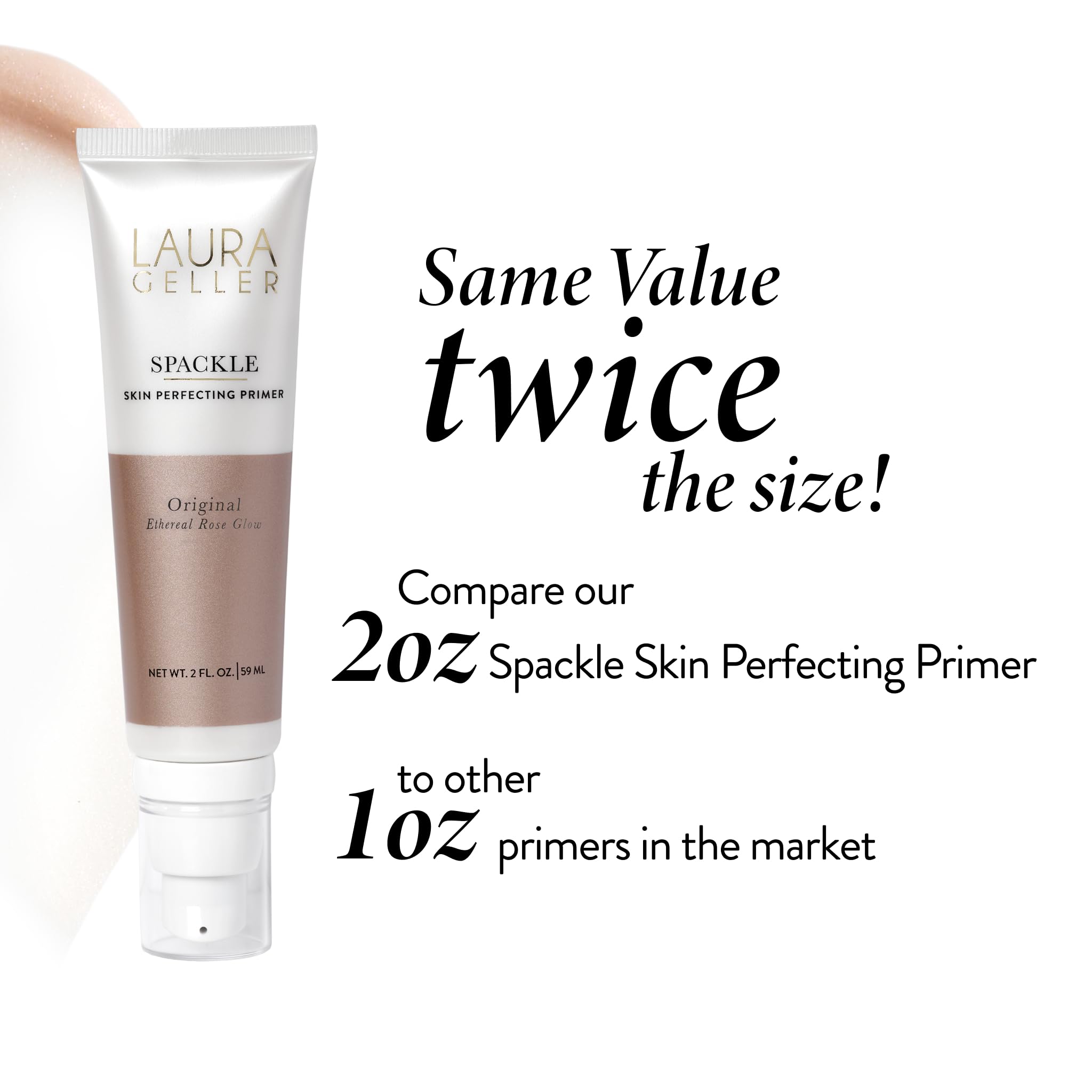 LAURA GELLER NEW YORK Spackle Primer - Ethereal Rose Glow - Super-Size 2 Fl Oz - Hyaluronic Acid Makeup Primer for Mature Skin