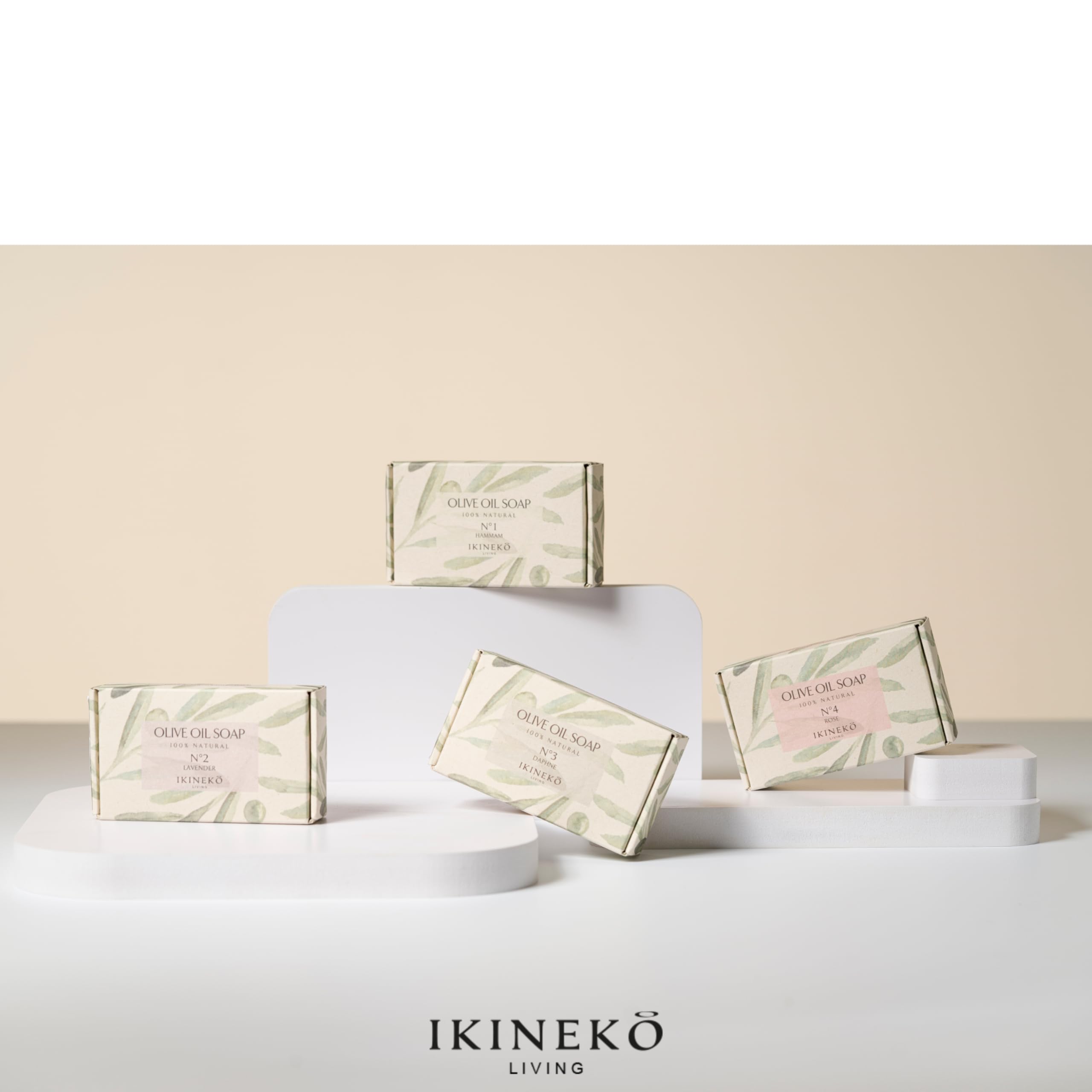 IKINEKO No3 Pure Olive Oil Soap Bar - Plant Based Natural Ingredients - For All Skin Types - Handmade - Daphne Scented - 125gr